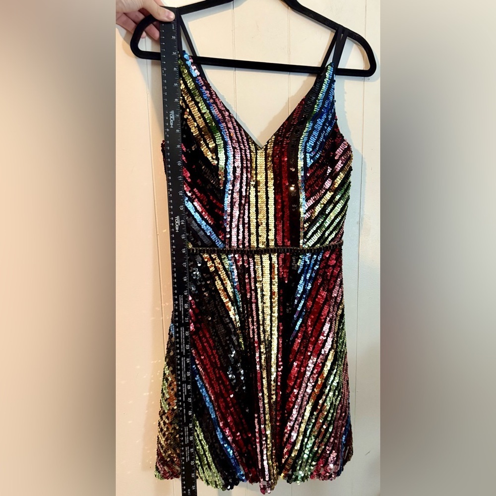 JVN by Jovani Multi Sequin V Neck Fit and Flare Short Dress JVN2540 - Picture 13 of 16